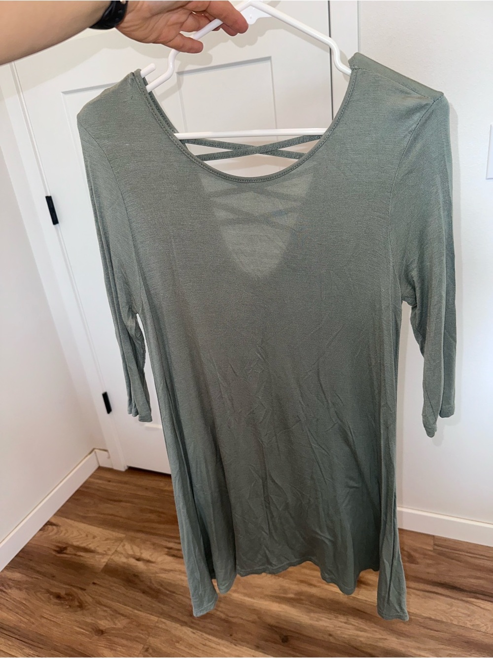 Rue21 Olive Midi Dress with Crisscross Back Detail